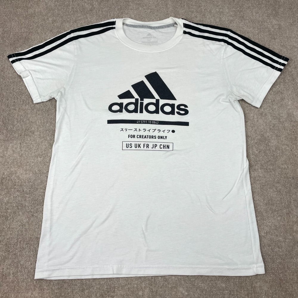 Adidas Ultimate 2.0 T Shirt Men Small White Three Stripes Life For Creators Only